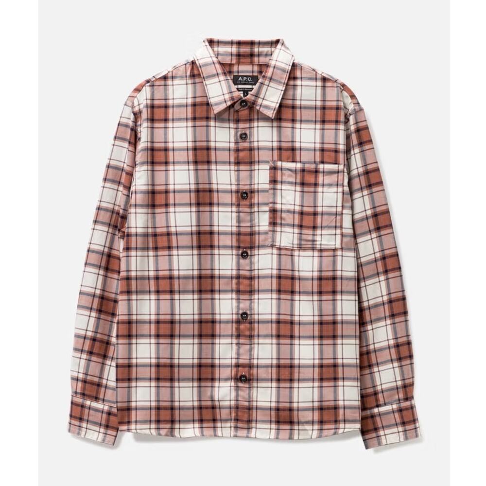 A.P.C. Graham Checked Overshirt Ecru Red Plaid Size Small French Designer